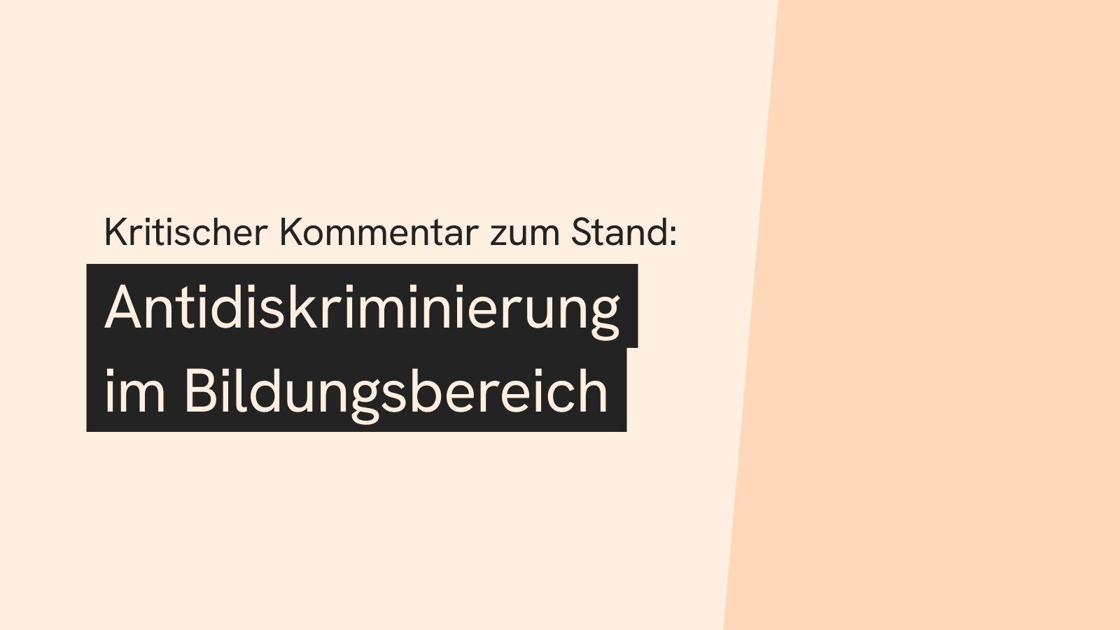 Antidiskriminierung im Bildungsbereich
